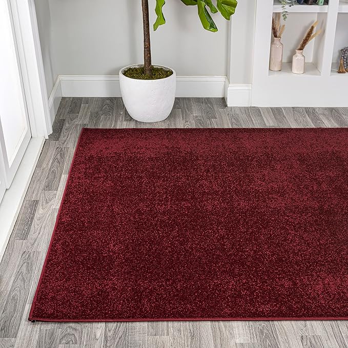 Eyely UES100Q-6 Supersoft Haze Solid Low-Pile Indoor Area Rug, Coastal, Bohemian, Minimalist, Classic, Casual for Bedroom,Kitchen,Living Room,Non Shedding,Easy-Washing, Red, 6 X 9
