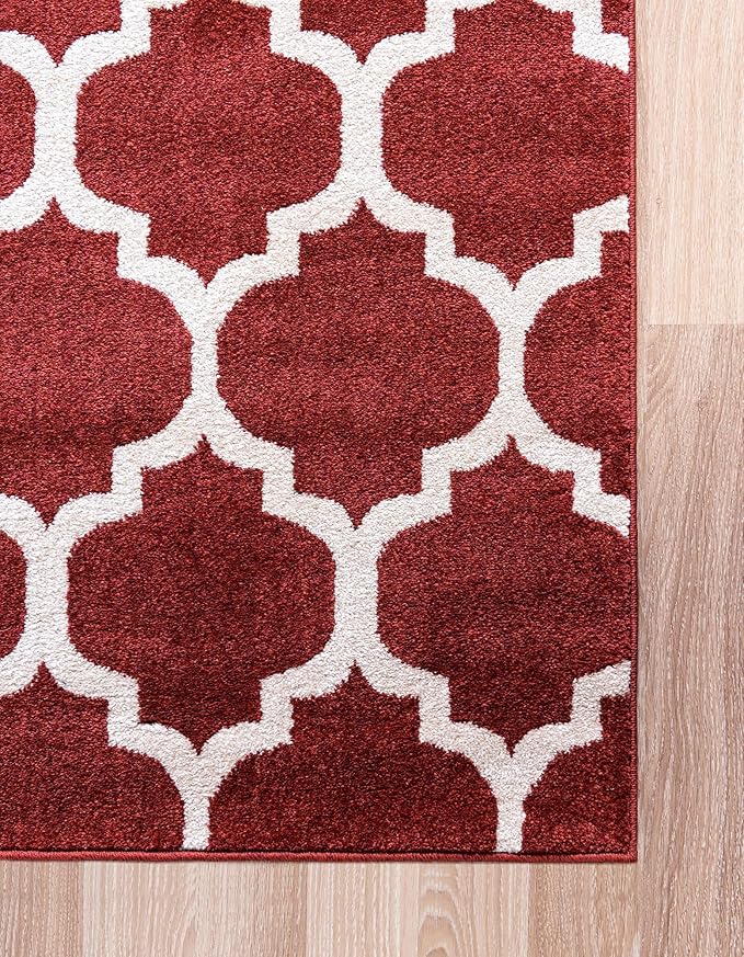 Rugs.com Lattice Collection Rug – 3' x 5' Dark Terracotta Medium Rug Perfect for Entryways, Kitchens, Breakfast Nooks, Accent Pieces