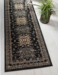 Unique Loom Taftan Collection Border Geometric Tribal Inspired Design Area Rug (2' 7 x 10' 0 Runner, Black/ Gray)