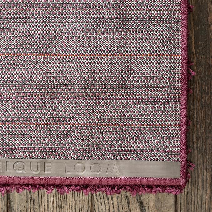Unique Loom Solid Shag Collection Area Rug (7' 1" x 10' Rectangle, Eggplant Purple)