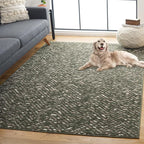 SAFAVIEH Adirondack Collection Area Rug - 5'1" x 7'6", Dark Green & Ivory, Chevron Design, Non-Shedding & Easy Care, Ideal for High Traffic Areas in Living Room, Bedroom, Dining (ADR104Y-5)