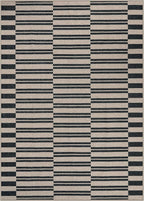 Lahome Striped Easy Jute Rug, 5x7 Outdoor Patio Rug Neutral Dining Room Rug Indoor Outdoor Carpet, Farmhouse Washable Non Slip Black Carpet for Backyard Living Room Office Deck