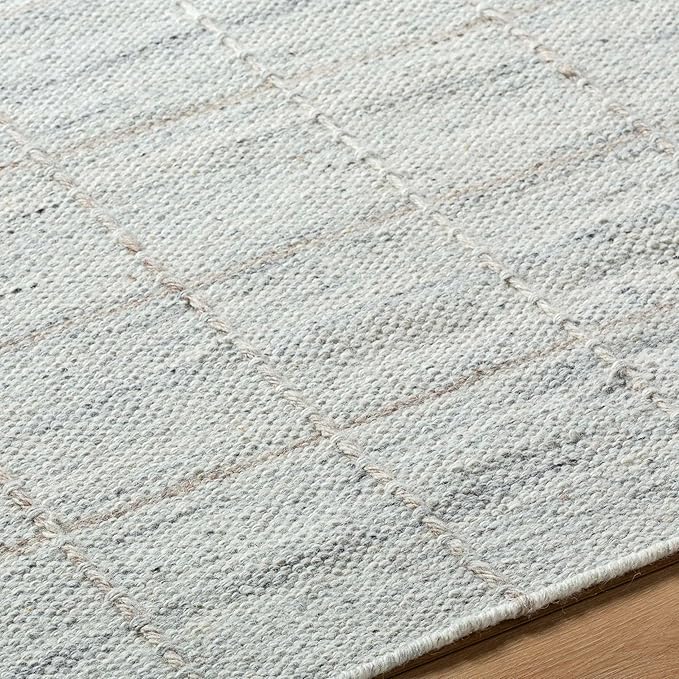 Mark&Day Wool Rugs, 6x9 Ishaq Cottage Metallic - Silver Area Rug, Grey Silver Carpet for Living Room, Bedroom or Kitchen (6' x 9')
