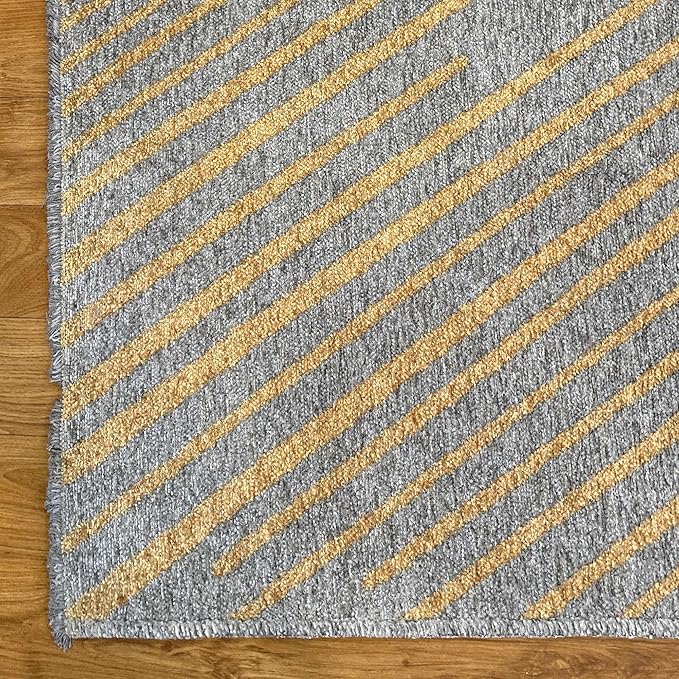 Alfa Rich 5x8 Geometric Gray Gold Washable Area Rugs for Living Room Bedroom Kitchen Cotton Rug