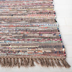SAFAVIEH Rag Rug Collection Area Rug - 9' x 12', Rust & Multi, Handmade Boho Stripe Cotton, Ideal for High Traffic Areas in Living Room, Bedroom (RAR121E)