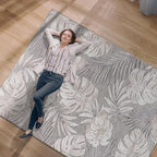 CAMILSON Indoor Outdoor Rug, Beige 9’x12’ Leaf Tropical Botanical Area Rugs for Indoor and Outdoor patios, Easy-Cleaning Non-Shedding Living Room, Garden and Kitchen Washable Outside Carpet (9x12)