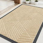 Kitinjoy Front Door Mat Outside Entrance, Sturdy Natural Dirt Trapper, Heavy Duty Rubber Doormat, Low Profile Non-Slip Backing, Easy Clean Floor Mat for Indoor Outdoor Entry, 35X23 Inch, Beige
