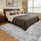 10x12 Area Rug Living Room Rugs - Washable Neutral Modern Abstract Soft Thin Rug Indoor Floor No Slip Rug Carpet for Bedroom Under Dining Table Home Office Decor - Light Gray