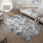 Area Rug Living Room Rugs - 5x8 Large Soft Indoor Neutral Modern Abstract Low Pile Washable Rug Carpet for Bedroom Dining Room Farmhouse Home Office - Grey