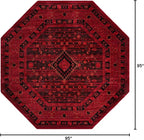 Unique Loom Tekke Collection Area Rug - Sheibani (7' 11" Octagon, Red/ Black)