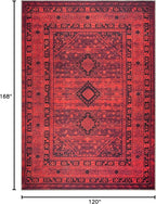 Bloom Rugs Washable Non-Slip 10x14 Rug - Red Traditional Bordered Area Rug for Living Room, Bedroom, Dining Room, and Kitchen - Exact Size: 10' x 14'