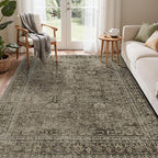 5x7 Area Rug Machine Washable Boho Rug for Living Room,Ultra-Thin Low Pile Carpet,Lightweight Indoor Printed Rug,Non Slip Floral Area Rug for Bedroom, Dining Room, Home Office,Vintage Sage Green