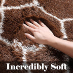 ONASAR 5x7 Area Rugs for Living Room Bedroom, Washable Fluffy Brown and White Throw Rug, Geometric Boho Soft Plush Shaggy Floor Bedside Carpet Mat for Nursery Kids Girls Boys Teen Dorm Home Decor