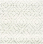 SAFAVIEH Adirondack Collection Area Rug - 8' Square, Ivory & Green, Modern Diamond Distressed Design, Ideal for High Traffic Areas in Living Room, Bedroom, Dining (ADR131X-8SQ)