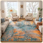 Istana Living Room Rug 10x14 - Multi/Blue 10 x 14 Area Rug - Foldable Machine Washable Area Rugs 10x14 - Stylish 10x14 Area Rugs Boho - Stain Resistant Washable Rug 10x14