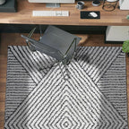 Rugshop Geometric Diamond Stripe Shag Area Rug White 4' x 6' Ideal for Small Living Rooms, Offices, or Beside The Bed