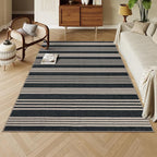 Lahome Striped Easy Jute Outdoor Patio Rug, Washable 5x7 Area Rugs for Living Room Office Indoor Outdoor Carpet, Farmhouse Non Shedding Stain Resistance Carpet for Dining Room Backyard Deck