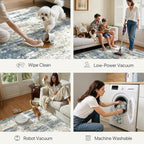 GENIMO Runner Rug Non Slip 2'6"x8', Washable Rug Runner for Hallways Kitchen, Abstract Modern Kitchen Rugs, Low Pile Lightweight Carpet Runners for Entryway, Bedroom, Laundry, Navy Blue