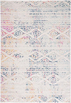 SAFAVIEH Area Rug 4x6 - Tulum Collection - Ivory & Blue, Moroccan Boho Tribal Design, Non-Shedding & Easy to Clean, Ideal for Living Room, Bedroom, Dining Space (TUL272C)