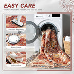 EnHomee 4x6 Washable Area Rugs for Bedroom, Boho Vintage Rugs, Foldable Area Rug for Dining Room, Non-Slip Soft Living Room Rug, Low Pile Large Carpet for Bathroom, Red