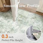 8x10 Washable Area Rug Sage Green Abstract Living Room Bedroom Carpet Neutral Modern Non-Slip Soft Low Pile Lightweight Vacuumable Large Throw Rug for Dining Room
