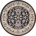 Unique Loom Sialk Hill Collection Area Rug - Washington (3' 3" Round Black/Gray)