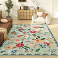 5x7 Washable Rug for Living Room, Green Floral Area Rug, Non Slip Low Pile Soft Flower Carpet, Large Rugs for Bedroom, Dining Room, Office, Kids Playroom, Nursery, Sage Green
