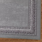 Antep Rugs Alfombras Bordered Modern 2x7 Non-Slip (Non-Skid) Low Pile Rubber Backing Indoor Area Runner Rug (Gray, 2' x 7')