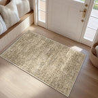FMFUNCTEX Entryway Rug 2x3 Washable Brown Vintage Distressed Oriental Door Mat Non Slip Low Pile Indoor Carpet Soft Retro Small Throw Area Rugs for Entry Way Entrance Bedroom Kitchen Bathroom Laundry