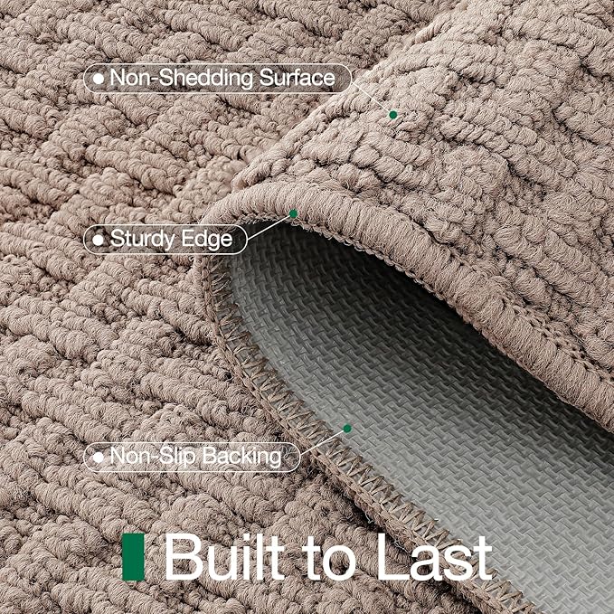 LUMI Washable Door Mat Indoor Entrance 17x30, Dirt Trapper Front Door Mats with Absorbent Interior and Non-Slip Rubber Backing, Entryway Doormat, Beige