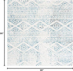 SAFAVIEH Tulum Collection Area Rug - 8' Square, Ivory & Turquoise, Moroccan Boho Tribal Design, Non-Shedding & Easy to Clean, Ideal for Living Room, Bedroom, Dining Space (TUL272E)