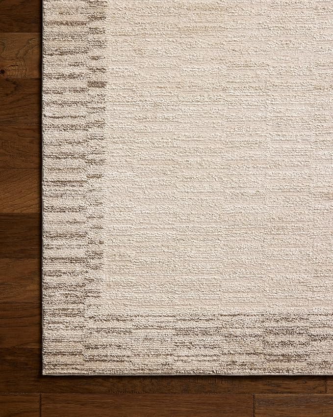 Loloi Chris Loves Julia Calvin Collection CLV-04 Ivory/Pebble 6'-3" x 9'-6" Area Rug Checkered Neutral Soft Living Room Bedroom Carpet