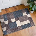 Rugshop Modern Boxes Design Non-Slip (Non-Skid) Carpet Mat Area Rug for Entryway,Door Rug,Kitchen 2'7" x 4' Blue