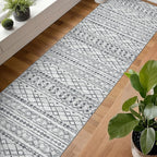 KUTA Long Hallway Runner Rug 2.6x14 Non-Slip Washable, Moroccan Vintage Beige Boho Kitchen Rugs Ultra Soft Distressed Geometric Floor Carpet Runners for Bedroom Laundry Stairway Entryway