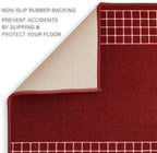 Custom Made Runner Rug for Kitchen Foyer Hallway Entry Choose Your Length 31 Inch Wide Geometric Checkered Design Red Color (50 feet x 31 Inch)