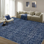 RUGSREAL Washable Area Rug for Bedroom 5x7 Contemporary Dining Room Throw Rug Low-Pile Solid Modern Rug Non-Slip Stain Resistant Home Office Solid Rug for Living Room Bedroom Kids Room, 5' x 7' Blue