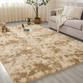Andency Soft Area Rugs for Living Room Bedroom, 3x5 Non-Slip Fluffy Shag Carpet, Indoor Floor Fuzzy Shaggy Living Room Plush Rug for Kids Dorm Nursery Home Decor Aesthetic, Tie-Dyed Khaki