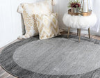 Rugs.com Angelica Collection Rug – 4 Ft Round Light Gray Medium Rug Perfect for Kitchens, Dining Rooms