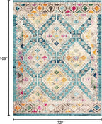 SAFAVIEH Madison Collection Area Rug - 6' x 9', Dark Blue & Yellow, Boho Diamond Distressed Design, Non-Shedding & Easy Care, Ideal for High Traffic Areas in Living Room, Bedroom (MAD418N)