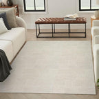 Nourison Home Textured Home Beige Ivory 7'10" x 9'10" Area Rug - Easy Clean, Non Shedding, Bed Room, Living Room, Dining Room, Kitchen (8' x 10')