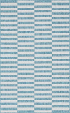 Unique Loom Outdoor Striped Collection Area Rug - Striped (5' 1" x 8' Rectangle, Light Aqua/Ivory)