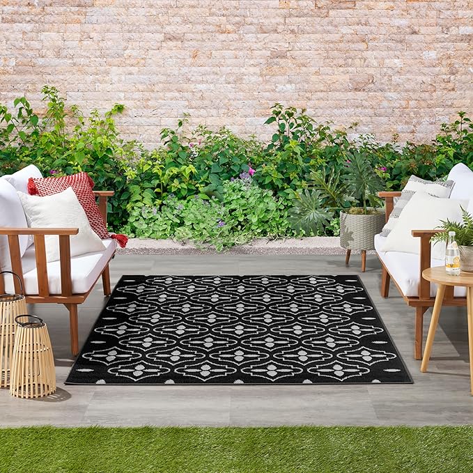 Nourison Home Nourison Essentials Black Ivory 4' x 6' Area Rug - Easy Clean, Non Shedding, Bed Room, Living Room, Dining Room, Kitchen (4' x 6')