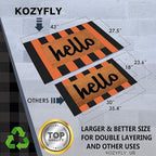 KOZYFLY Striped Rug 27.5x43 Inches Orange and Black Halloween Fall Front Door Rug Hand Woven Area Rugs Washable Outdoor Doormats Indoor Entrance Mat for Front Porch Kitchen Entryway Patio Holiday