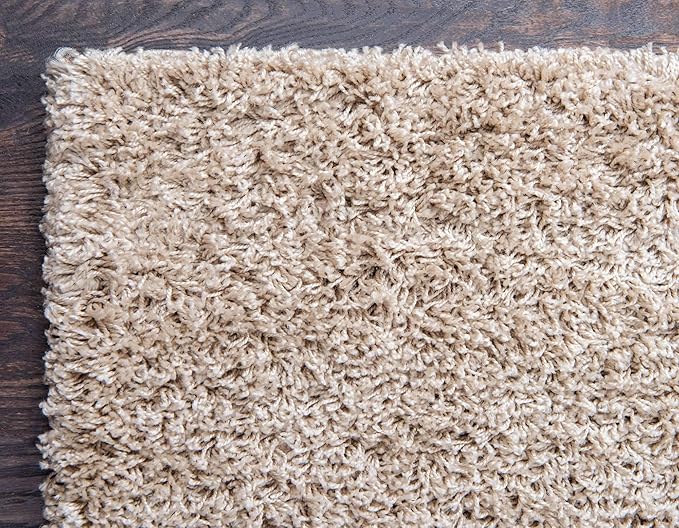 Unique Loom Solid Shag Collection Area Rug (9' x 12' Rectangle, Taupe)
