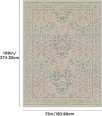 Bavni Floral Beige Pink Area Rugs 6x9, Vintage Boho Carpet Machine Washable, Non Slip Soft Low Pile Thin Rug for Bedroom, Living Room, Dining Room, Nursery