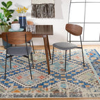 SAFAVIEH Madison Collection Area Rug - 9' x 12', Navy & Beige, Boho Diamond Distressed Design, Non-Shedding & Easy Care, Ideal for High Traffic Areas in Living Room, Bedroom (MAD418M)