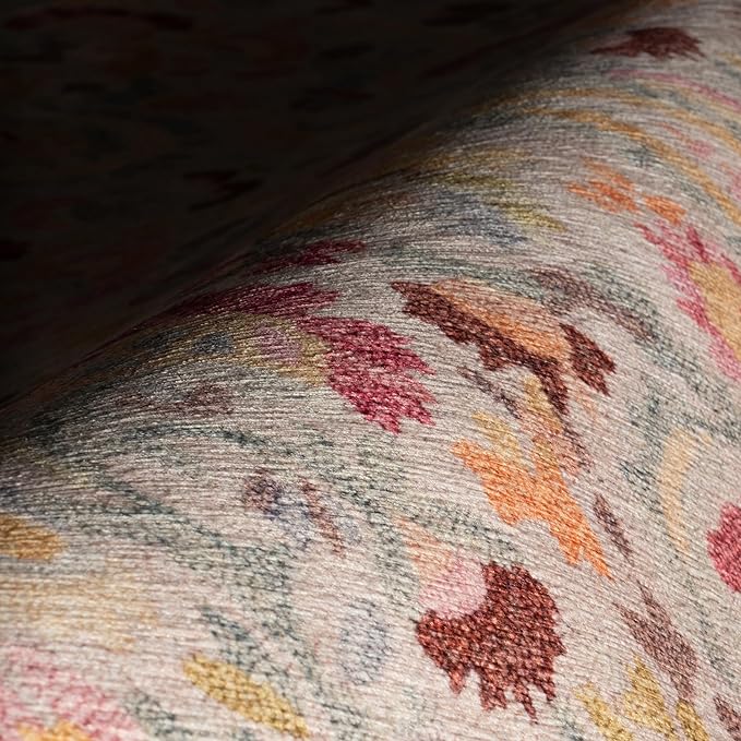 Dash & Albert INES Multi Machine Washable Rug, 8.5 X 11.5 Feet, Multicolored/Yellow Floral Pattern