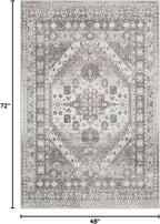 zesthome 4x6 Rug - Stain Resistant Washable Rug, Anti Slip Backing Rugs for Living Room, Foldable Vintage Small Area Rugs (Brown/Beige,4'x6')