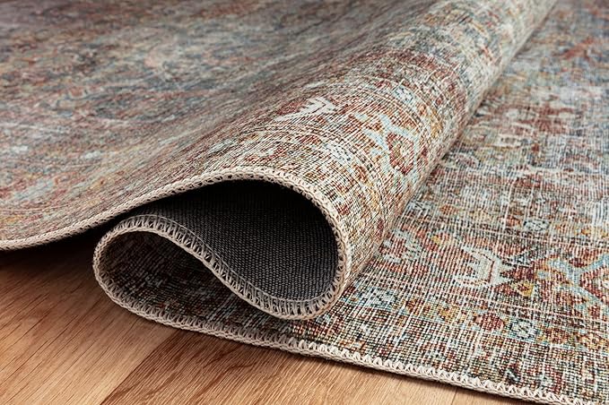 Loloi Chris Loves Julia Jules Collection JUL-05 Lagoon/Brick 2'-0'' x 5'-0'', .13" Pile Height, Accent Rug