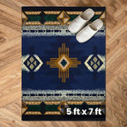 YHSF South West Native American Area Rug C318 - Easy Clean, Thick, Soft, Durable Native Tribal American Indian Inspired Rug for Bedroom/Living Room and More - Navy Blue, 5 Feet x 7 Feet